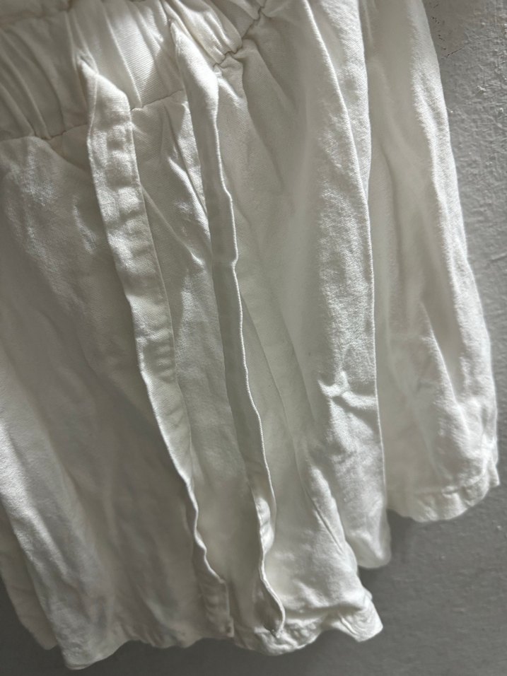 Bershka Kadın Beyaz Keten Kısa Tulum - Görsel 3