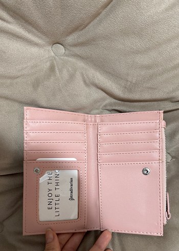  Beden Stradivarius Pembe Deri Yılan Desenli Fermuarlı Cüzdan