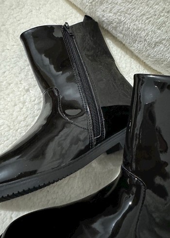 Siyah Rugan Kadın Stiletto Bot - Görsel 8