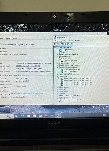 Beden TEMİZ SORUNSUZ ACER NOTEBOOK
