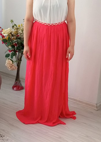 Pembe Bohem Tarzı Uzun Salaş Etek