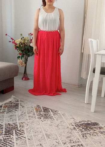 42 Beden Pembe Bohem Tarzı Uzun Salaş Etek