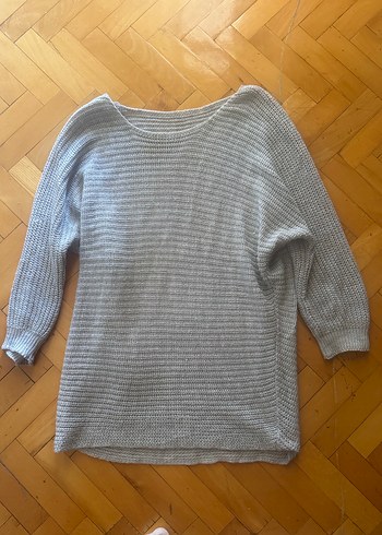 Gri Örgü Salaş Kadın Kazak - Görsel 4