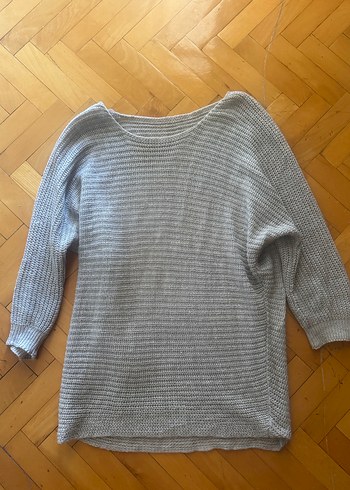 Gri Örgü Salaş Kadın Kazak - Görsel 3