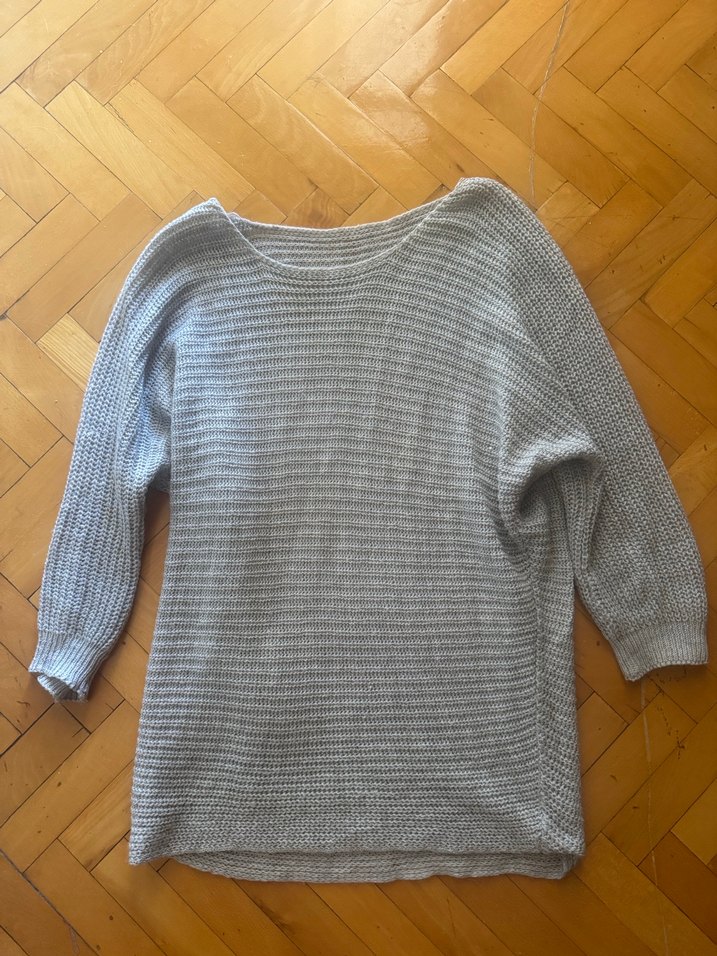 Gri Örgü Salaş Kadın Kazak - Görsel 3