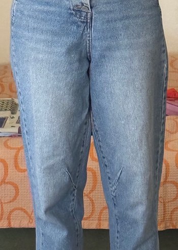 Düğmeli Mavi Mom Jean - Görsel 4