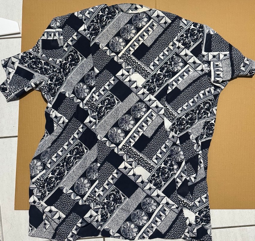 oversize desenli lacivert gömlek - Görsel 3