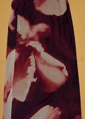 Bordo Dökümlü Kadın Uzun Etek - Görsel 2