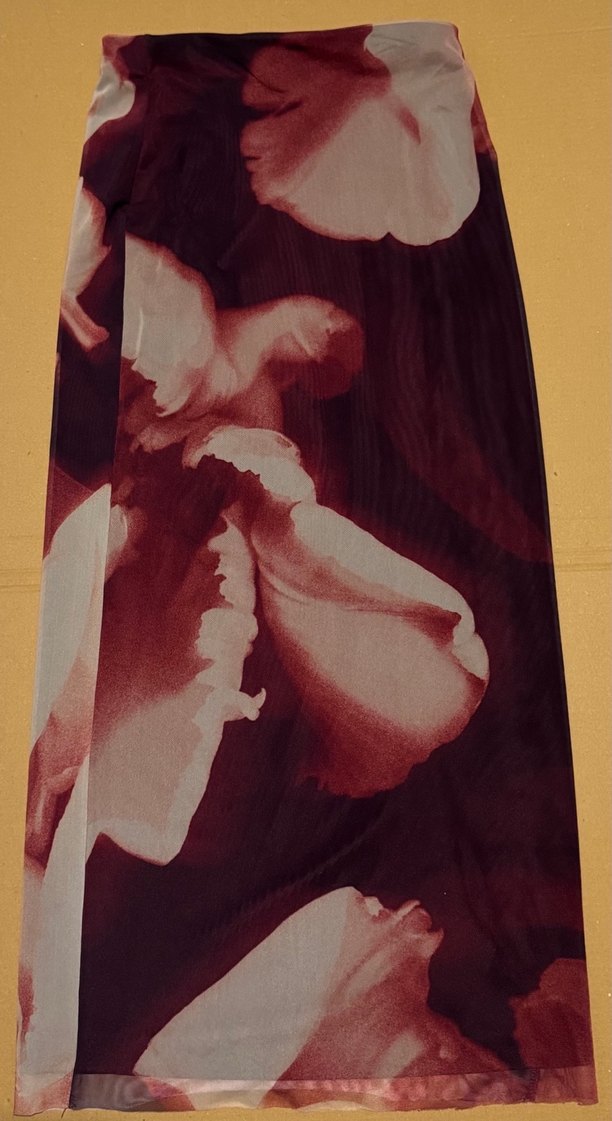 Bordo Dökümlü Kadın Uzun Etek - Görsel 2