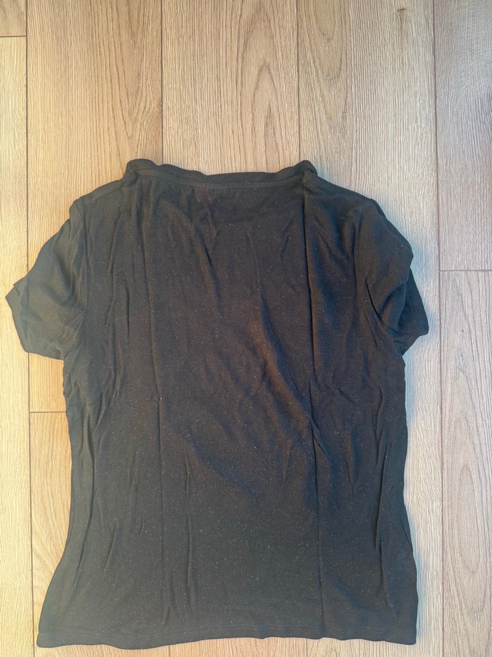 Kız Siyah Baskılı Rock Punk Tişört - Görsel 2