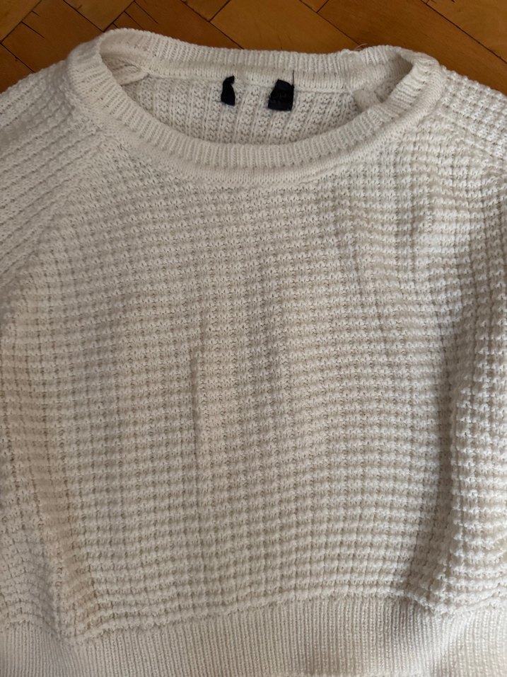 Beyaz Örgü Kadın Uzun Kollu Kazak - Görsel 2