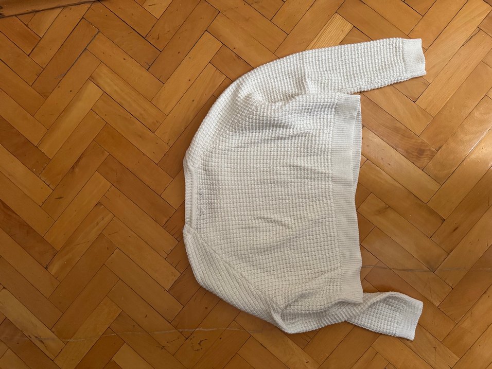 Beyaz Örgü Kadın Uzun Kollu Kazak - Görsel 3