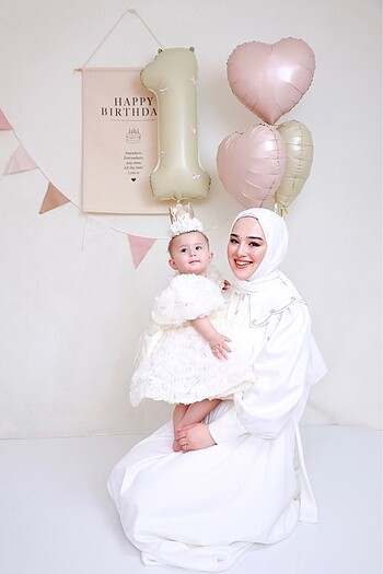 Tesettür beyaz elbise - Görsel 3