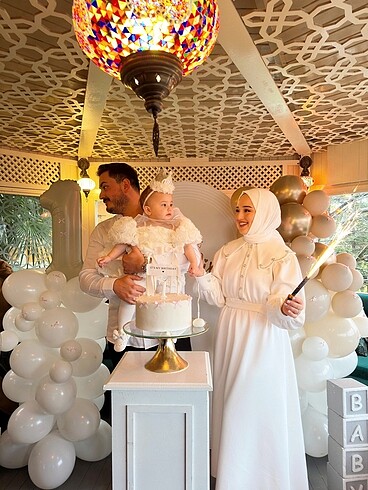 Tesettür beyaz elbise - Görsel 4