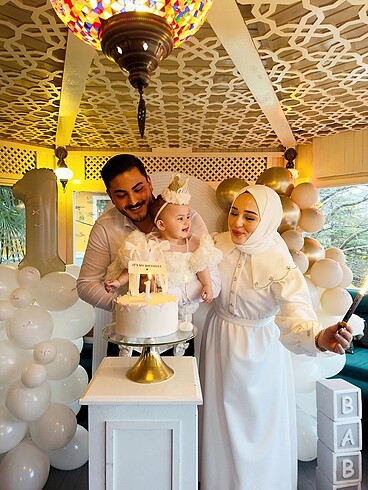 Tesettür beyaz elbise - Görsel 5