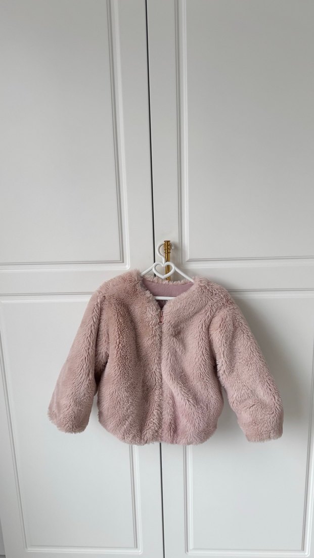 Kız Çocuk Pudra Peluş Mont - Görsel 2