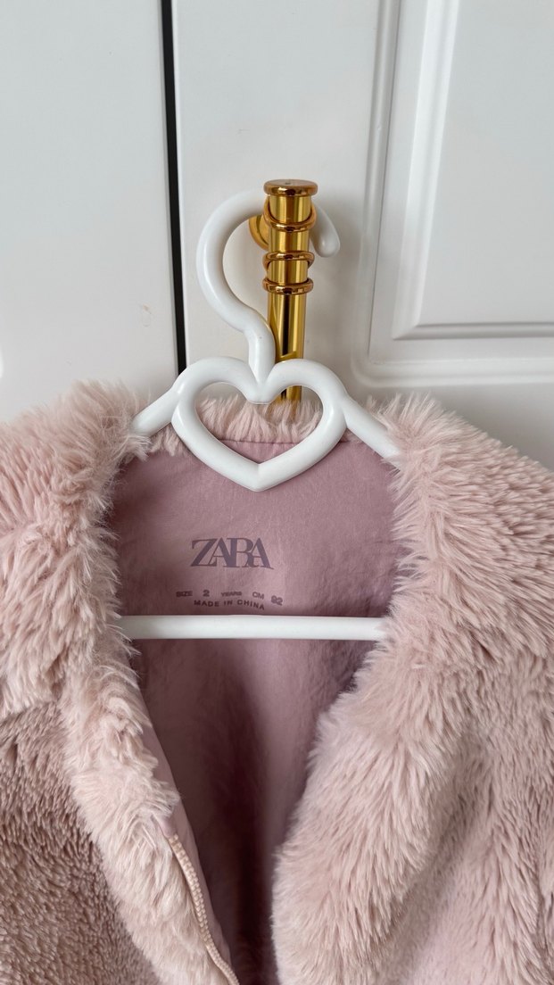 Kız Çocuk Pudra Peluş Mont - Görsel 3