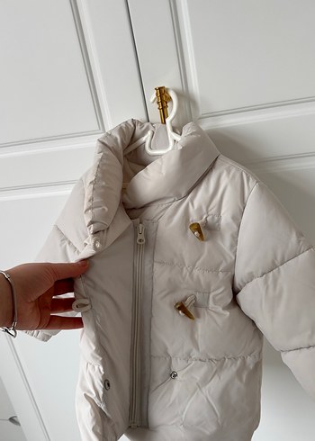 Kız Çocuk Gri Düğmeli Mont - Görsel 2