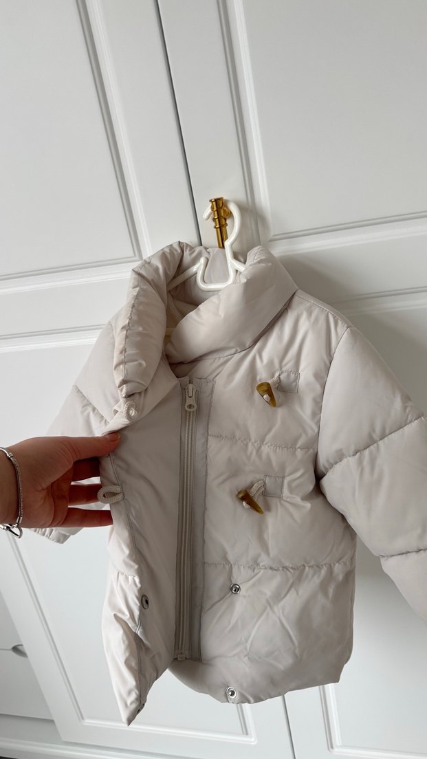 Kız Çocuk Gri Düğmeli Mont - Görsel 2