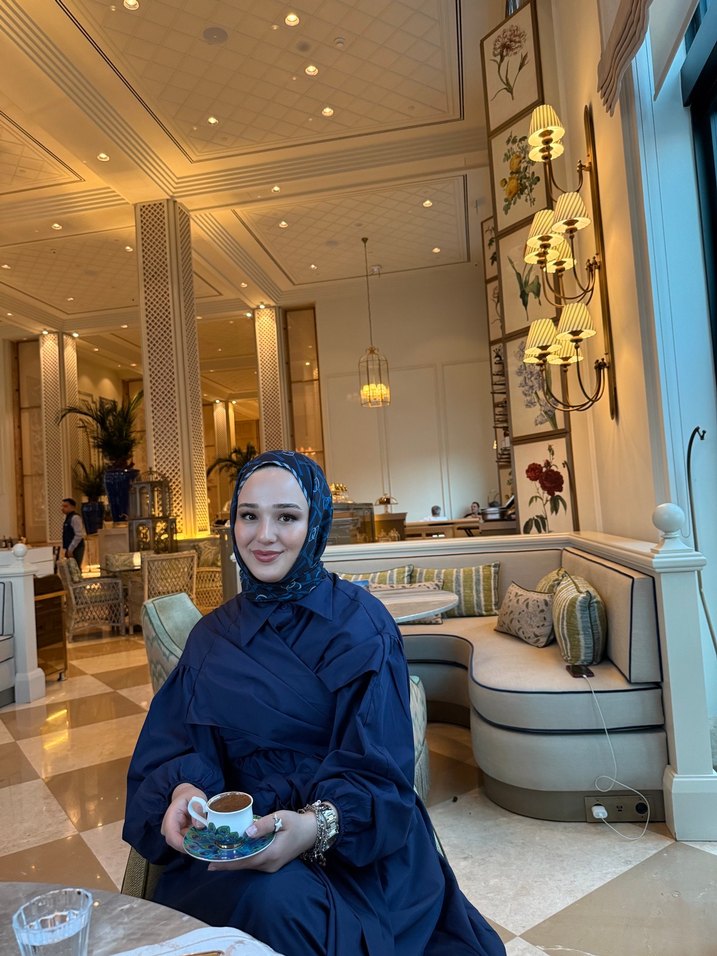 Uzun Kollu lacivert Drapeli Ofis Elbisesi - Görsel 5