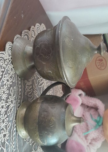 Diger Gri ve Altın Renkli Çaydanlık Seti bakır