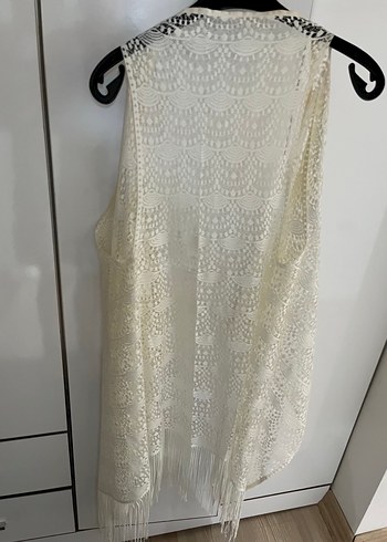 Beyaz Nakışlı Bohem Salaş Yelek - Görsel 7