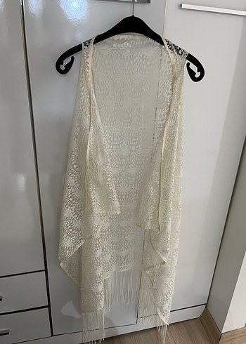 Beyaz Nakışlı Bohem Salaş Yelek - Görsel 3