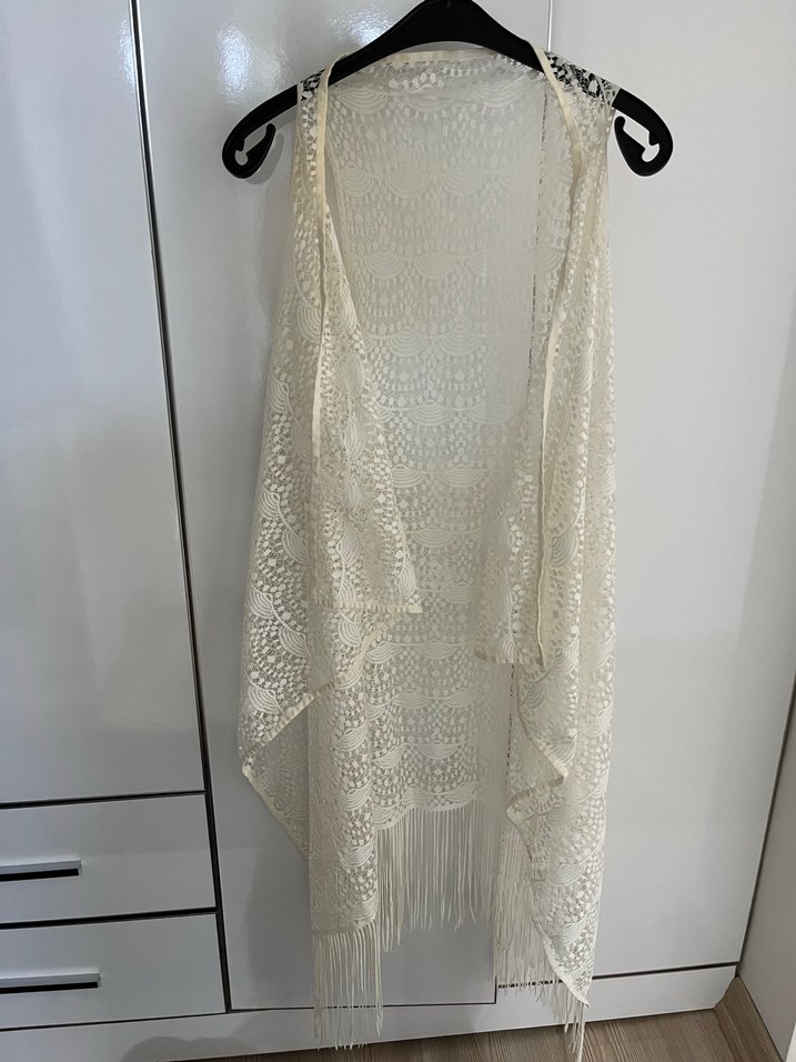 Beyaz Nakışlı Bohem Salaş Yelek - Görsel 2