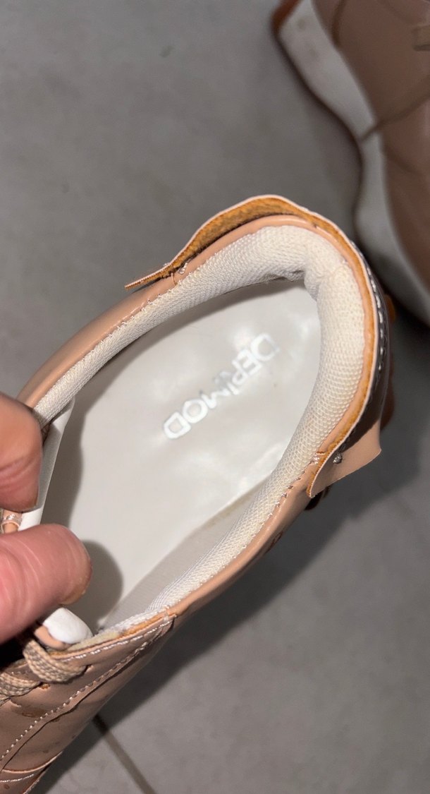 Bej Deri Stiletto Topuklu Kadın Spor Ayakkabı - Görsel 3