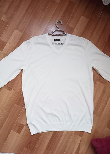 Vakko Beyaz V Yaka Pamuk Kazak - Görsel 2