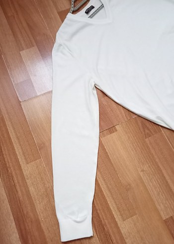 Vakko Beyaz V Yaka Pamuk Kazak - Görsel 3