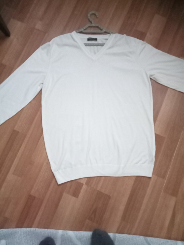 Vakko Beyaz V Yaka Pamuk Kazak - Görsel 4