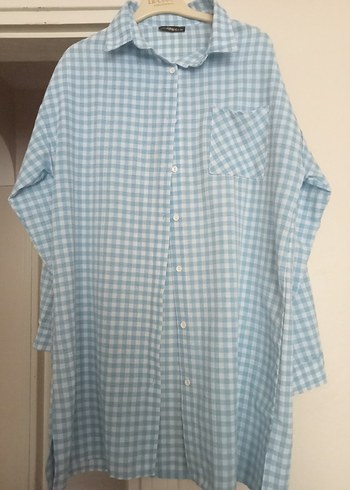 Mavi Ekose Düğmeli Kısa Kollu Gömlek - Görsel 3