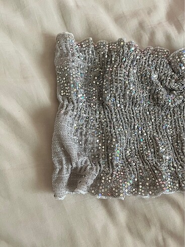 xs Beden gri Renk payet crop