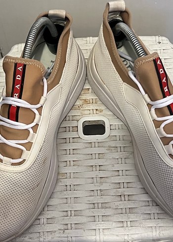 Prada Beyaz Elastik Bagcikli Erkek Spor Ayakkabi