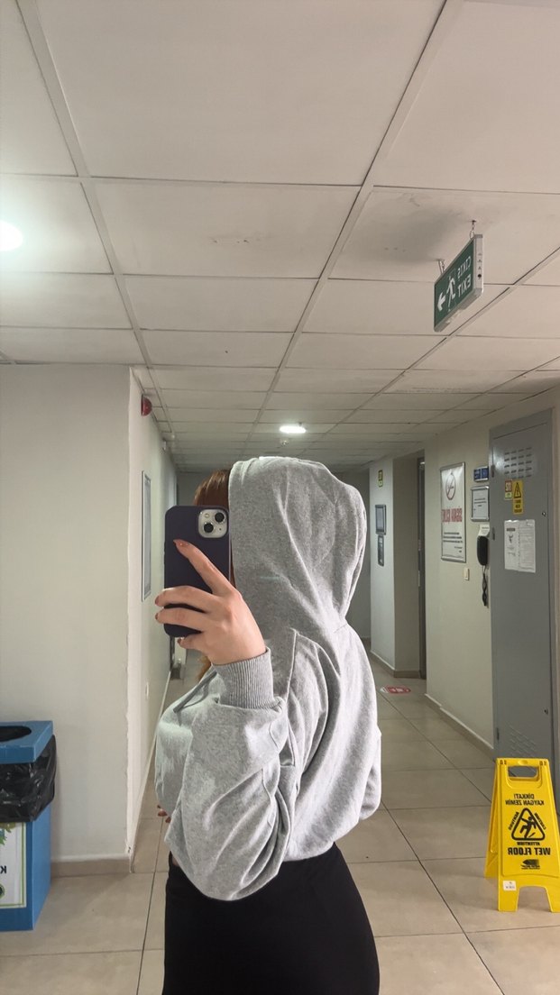 Gri Kadın Denim Sweatshirt - Görsel 4