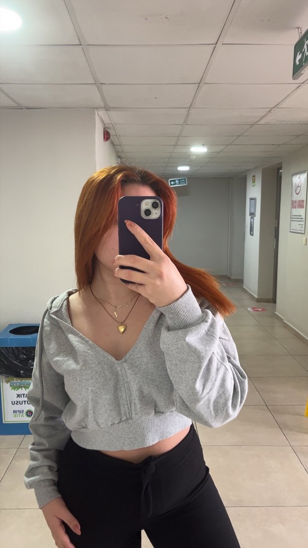 Gri Kadın Denim Sweatshirt - Görsel 2