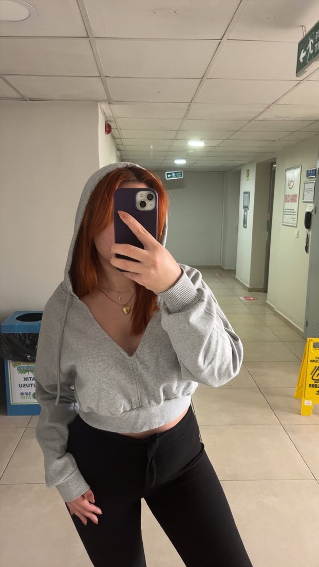 Gri Kadın Denim Sweatshirt - Görsel 3