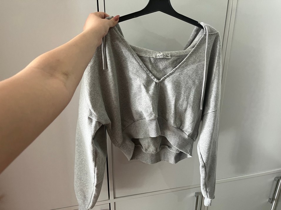 Gri Kadın Denim Sweatshirt - Görsel 5