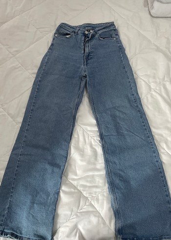 H&M Yuksek Bel Acik Mavi Denim Jean