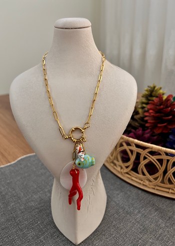 Altın Renkli Balık Charm Kolye