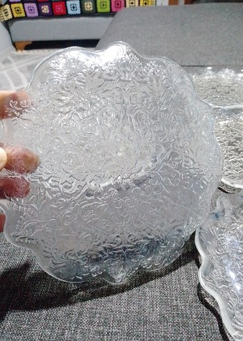 Nakışlı Desenli Cam Tabak Seti - Görsel 5