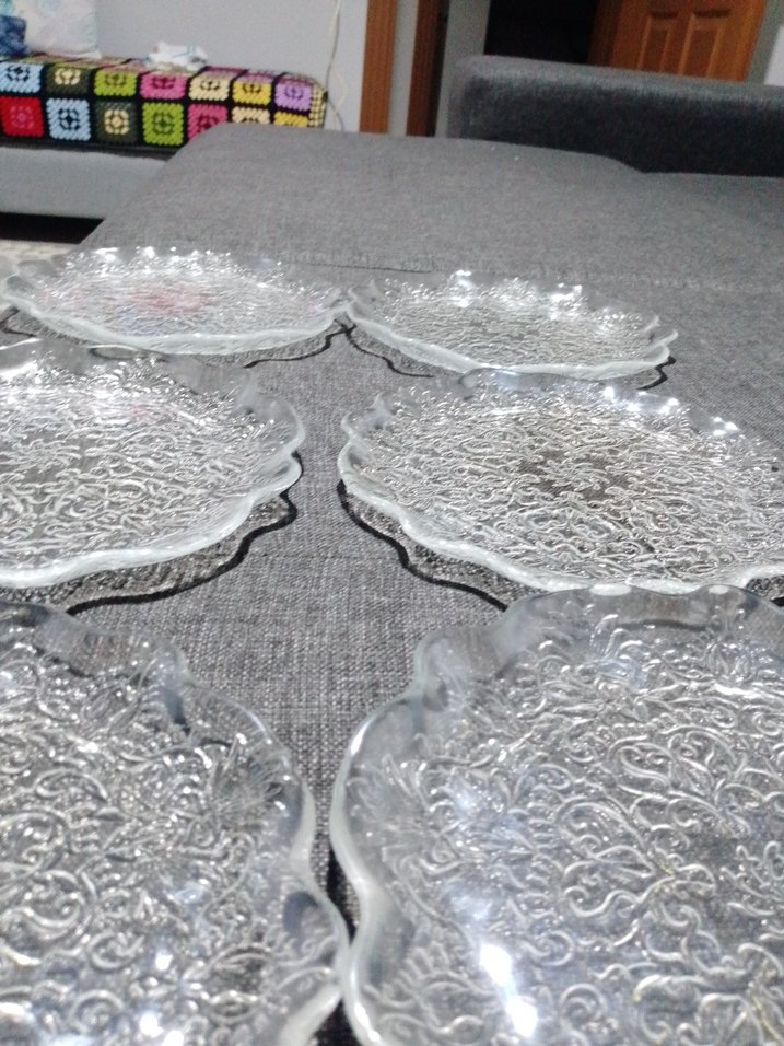 Nakışlı Desenli Cam Tabak Seti - Görsel 3