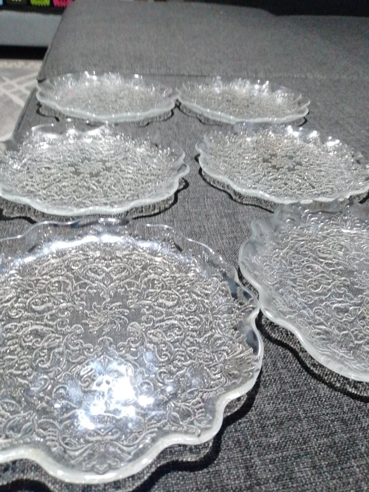 Nakışlı Desenli Cam Tabak Seti - Görsel 2