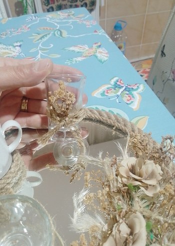 Bohem Beyaz Çiçekli Dekoratif Tepsi - Görsel 3