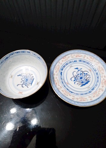 Desenli Mavi Kase ve Tabak Seti - Görsel 3