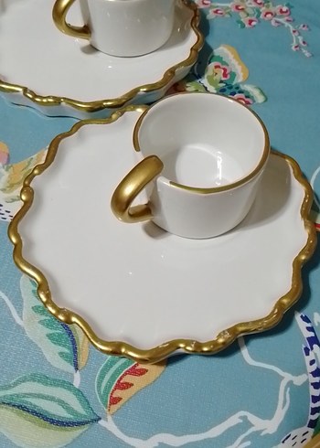 Altın Detaylı Beyaz Kahve Fincan Takımı - Görsel 3