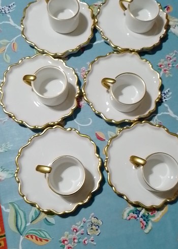 Altın Detaylı Beyaz Kahve Fincan Takımı - Görsel 4