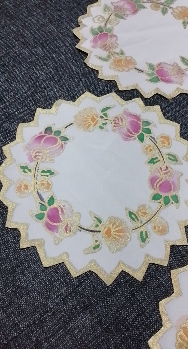 Çiçek Desenli Nakışlı Dekoratif Peçeteler el boyaması - Görsel 3