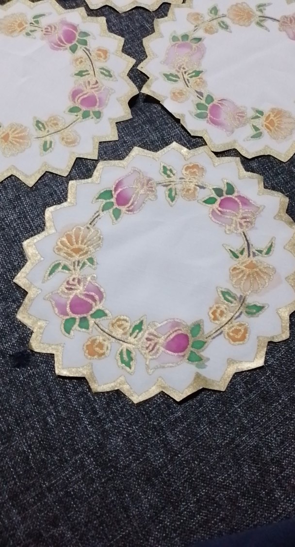 Çiçek Desenli Nakışlı Dekoratif Peçeteler el boyaması - Görsel 2